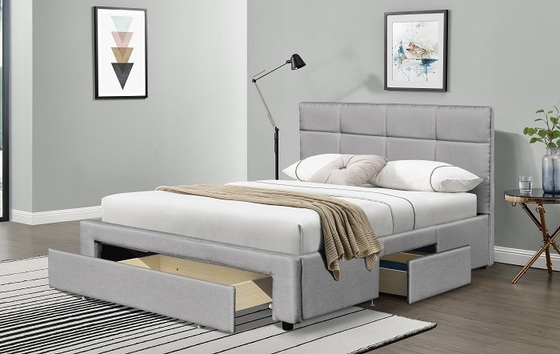 Size Upholstered Bed Frameの王の灰色の濃紺の黒い麻布はとの引く