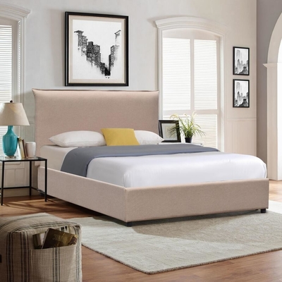 Size Upholstered Bed Frameの王の合板の泡の生地の物質的で快適で高い頭板