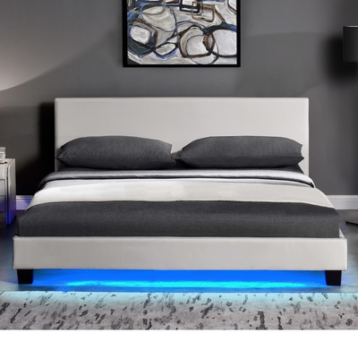 LEDのベッド フレームが付いている現代PUの革装飾されたベッド フレームの合板