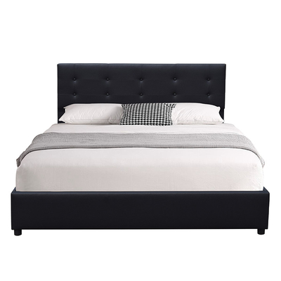 Size Wood Upholstered Headboardのカリフォルニア王のベッド フレームは4貯蔵の引出しと房状になっていた