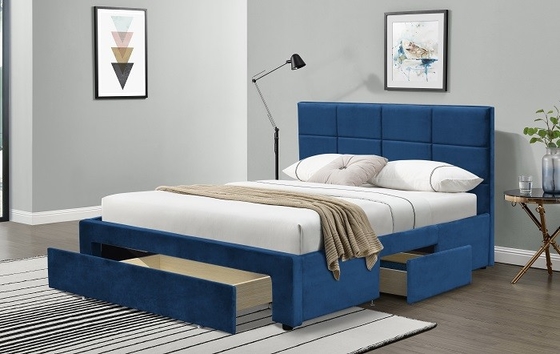 Size Upholstered Bed Frameの王の灰色の濃紺の黒い麻布はとの引く