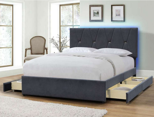 家具製造販売業のSize With LED Headboard木製のベッドの製造業者4の引出しの貯蔵王