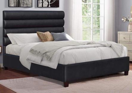 現代Size Upholstered黒い頭板が付いている王のプラットフォーム ベッド