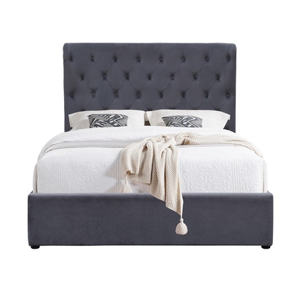 灰色Size Upholstered Storage Bed容易な王のフレームの合板は耳の頭板と集まっている