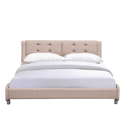 Size Upholstered Bed Frameの王のリネン生地の快適な現代様式