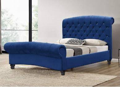 Size Bed Frame OEM贅沢なOttomanの青いビロード王の高い耐久性