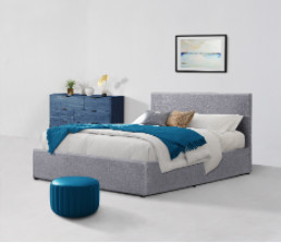 リネンSize Ottoman Oem王のベッド フレームの寝室の家具