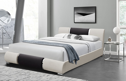 最小主義の方法設計のどの革ベッド白黒PuのカーブのBedstead