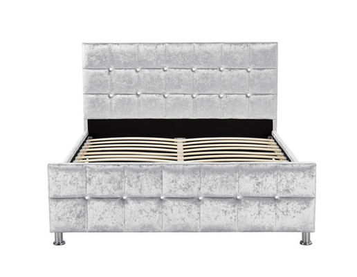 水晶Size Bed Frame Withボタン ヨーロッパ式王の頭板によって押しつぶされるビロードの生地