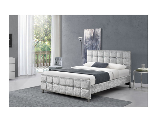 水晶Size Bed Frame Withボタン ヨーロッパ式王の頭板によって押しつぶされるビロードの生地