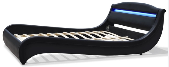 ROSH LEDはベッドの合板の黒ののど革王のベッド フレームを装飾したSize Low Modern Wooden