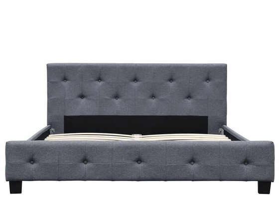 ダーク グレーのリネンSize Upholstered王のそりベッドの合板フレーム