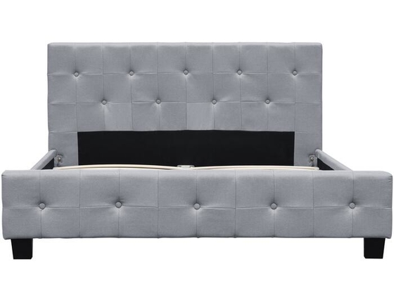 容易なSingle Upholstered Bed Light-greyのアセンブリ王の生地のベッド フレーム