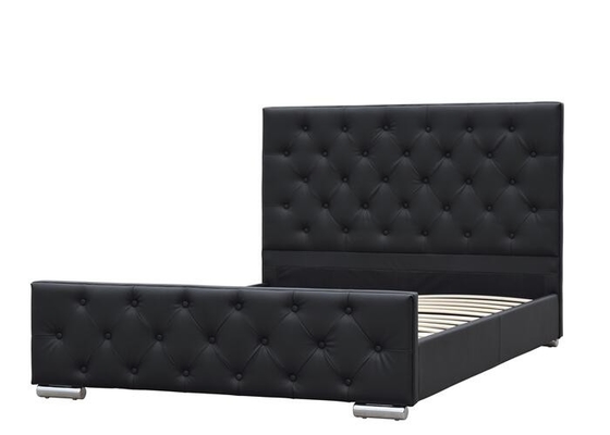 押しつぶされたSize Upholstered Bed Frameのビロード王の合板の黒ののどの革ヨーロッパ様式