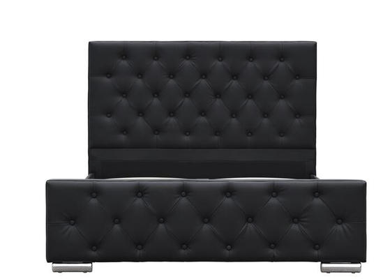 押しつぶされたSize Upholstered Bed Frameのビロード王の合板の黒ののどの革ヨーロッパ様式