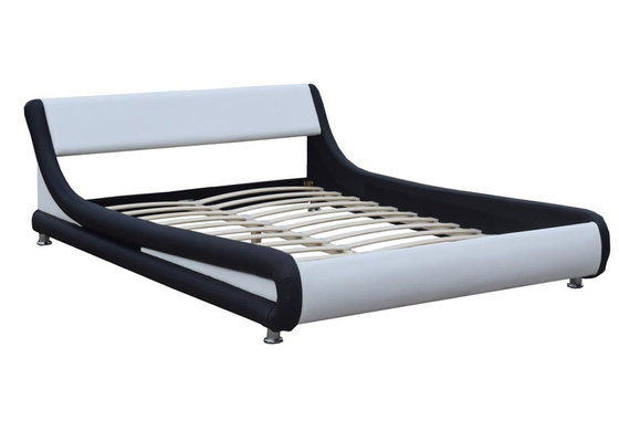 Single Curved Headboard Bed黒いのどの革ベッド フレームの頭板王フレーム