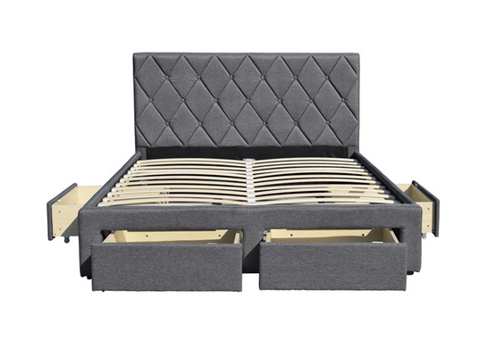 4つの貯蔵の引出しが付いているSize Tufted Storage Bed OEM王のビロードの生地