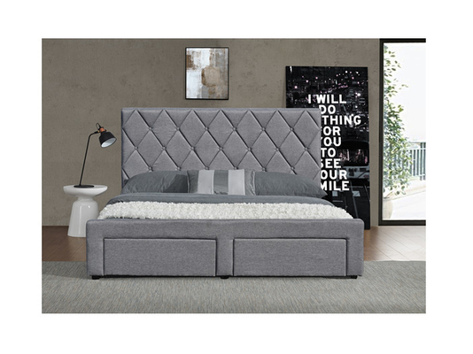4つの貯蔵の引出しが付いているSize Tufted Storage Bed OEM王のビロードの生地