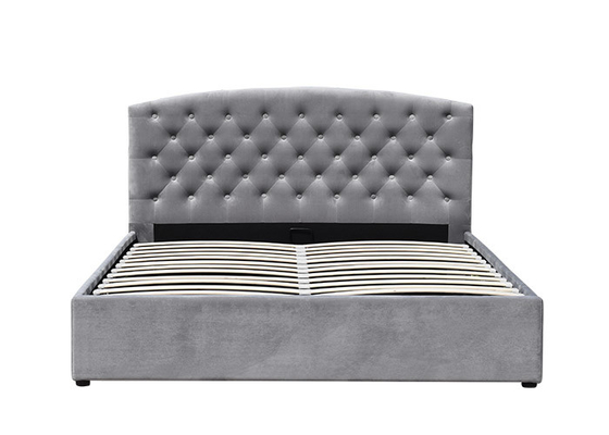 Size Unadjustable Fabric Upholstered Slattedガス上昇の貯蔵のベッド二重王のそりベッド