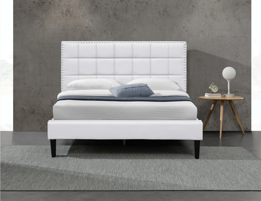白い王のUpholstered Storage Bed PU Square頭板のベッド フレーム140X190Cmを房状にしていた
