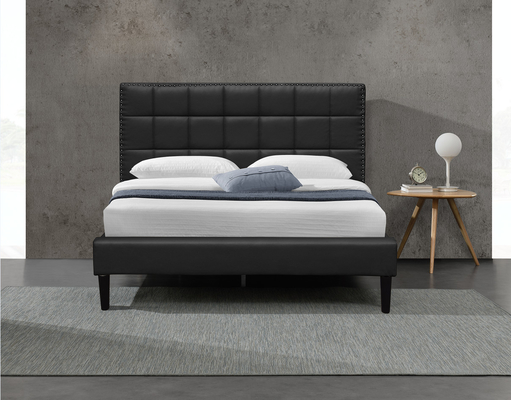白い王のUpholstered Storage Bed PU Square頭板のベッド フレーム140X190Cmを房状にしていた