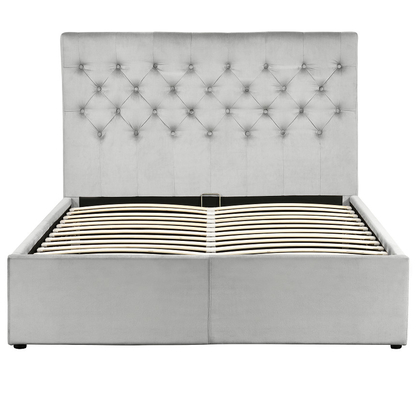 ボタンの頭板が付いているSize Platform Tufted Upholstered王のベッド フレーム