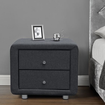 現代装飾された生地のベッドサイド・テーブルのリネン灰色のビロードNightstand 2つの引出し